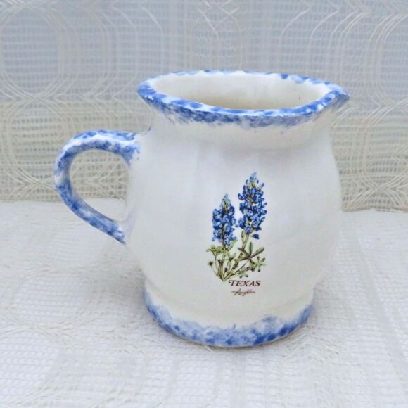 Handmade Other - Handmade Ceramic Bluebonnet Coffee Creamer for Dining, Floral Dishes